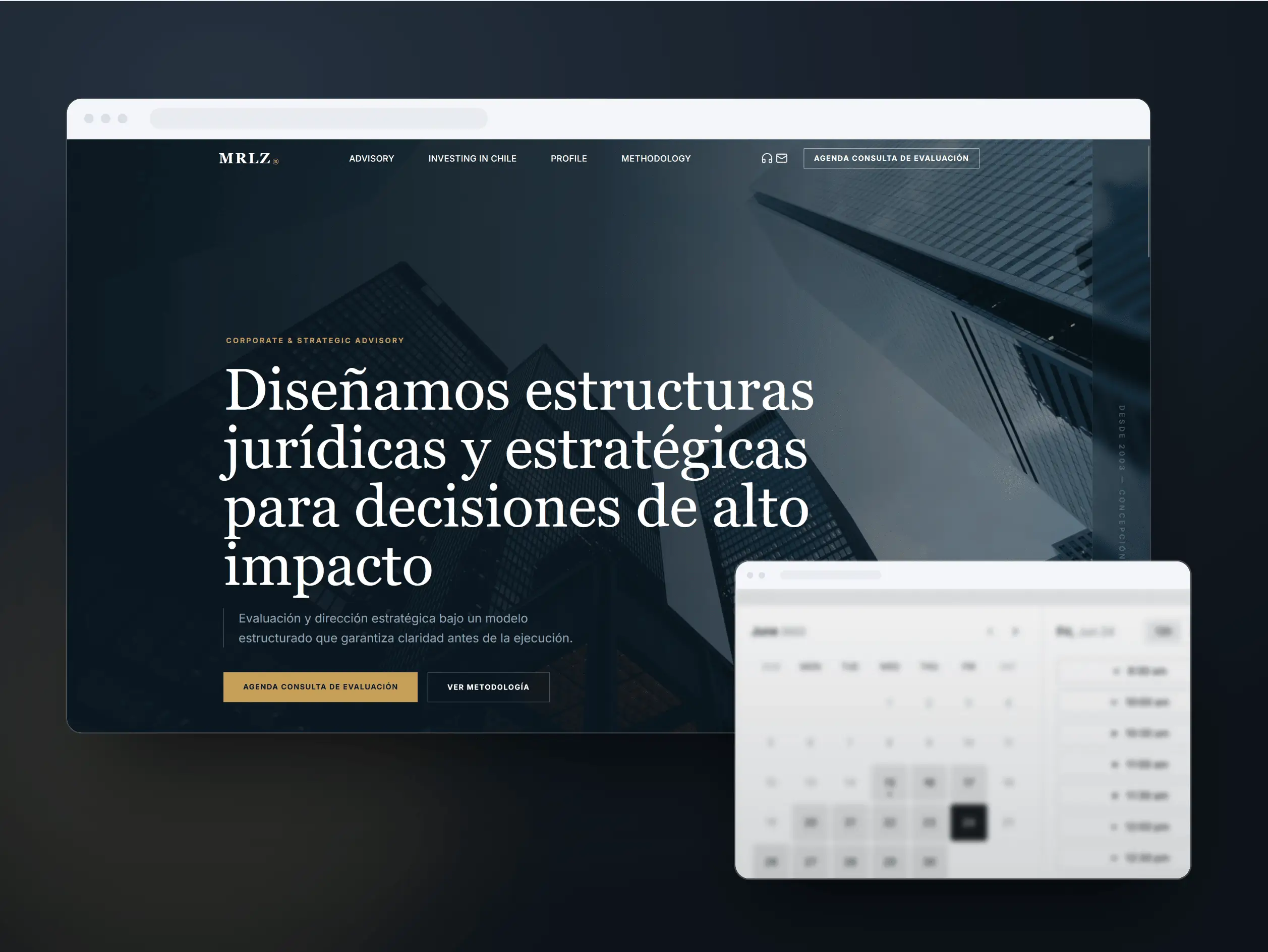 Proyecto MRLZ.cl — PÁGINA WEB · AGENDA CAL.COM · CRM